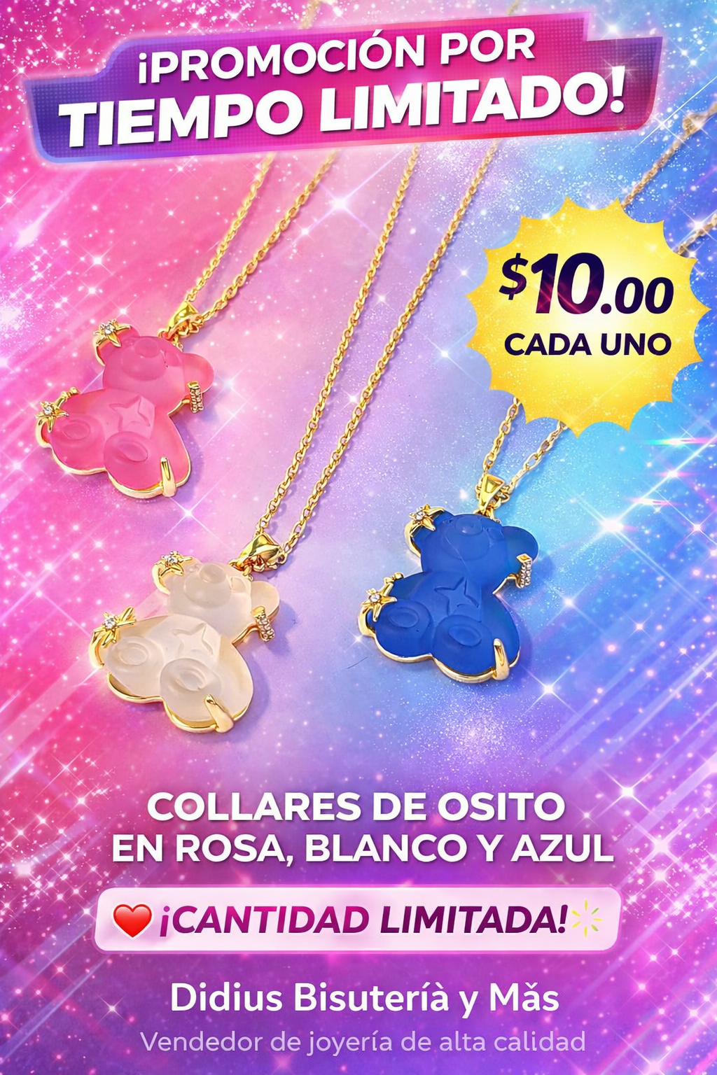 Collar de oso rosa